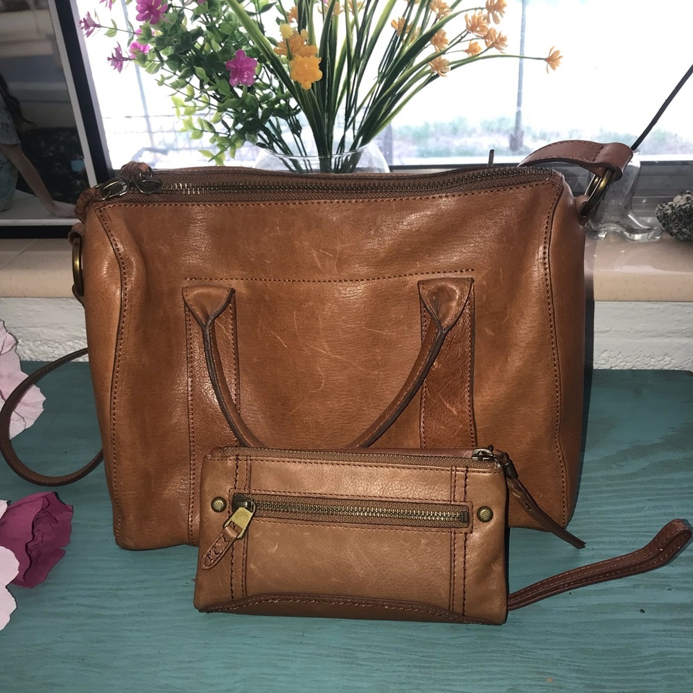 Brown Leather Women's Bag Set